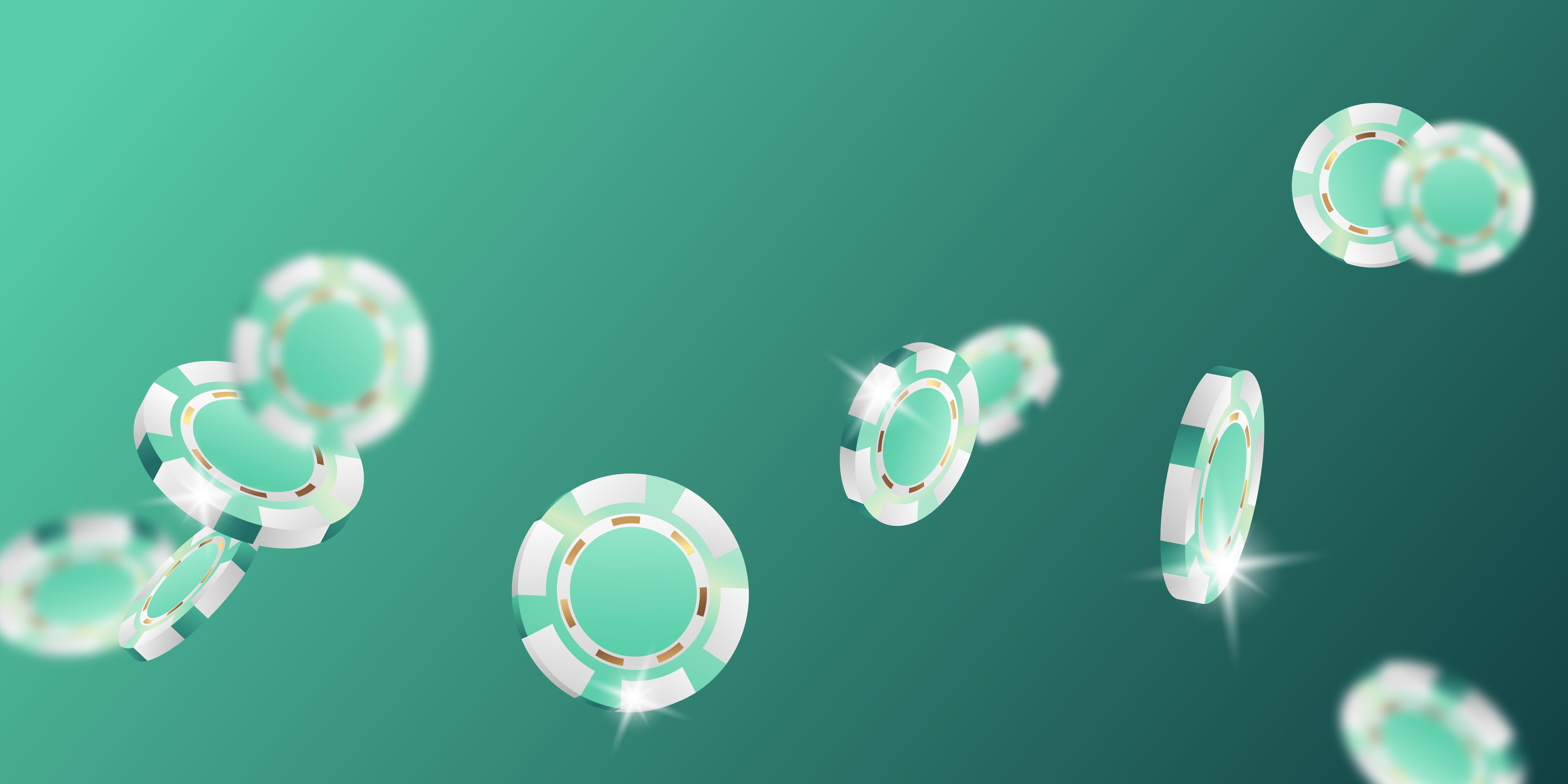 Representação 3D de néon de uma roleta dados e fichas de casino